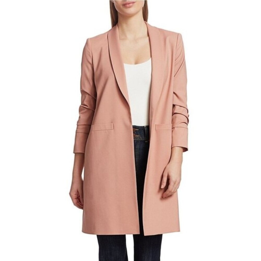 Alice + Olivia Muriel Scrunched Sleeve Blazer in Rose Tan - Sz M